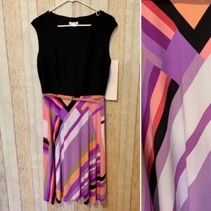 NWT London Times Belted Fit & Flare Midi Dress